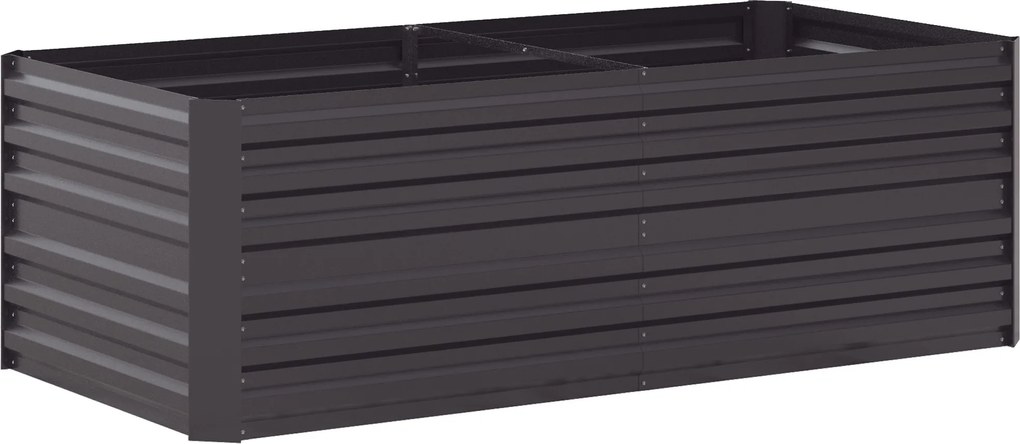 Outsunny Pojemnik na rośliny, Praktyczny kwietnik do sadzenia, pielęgnacji, Wysoki grząd, Stal, Ciemnoszary