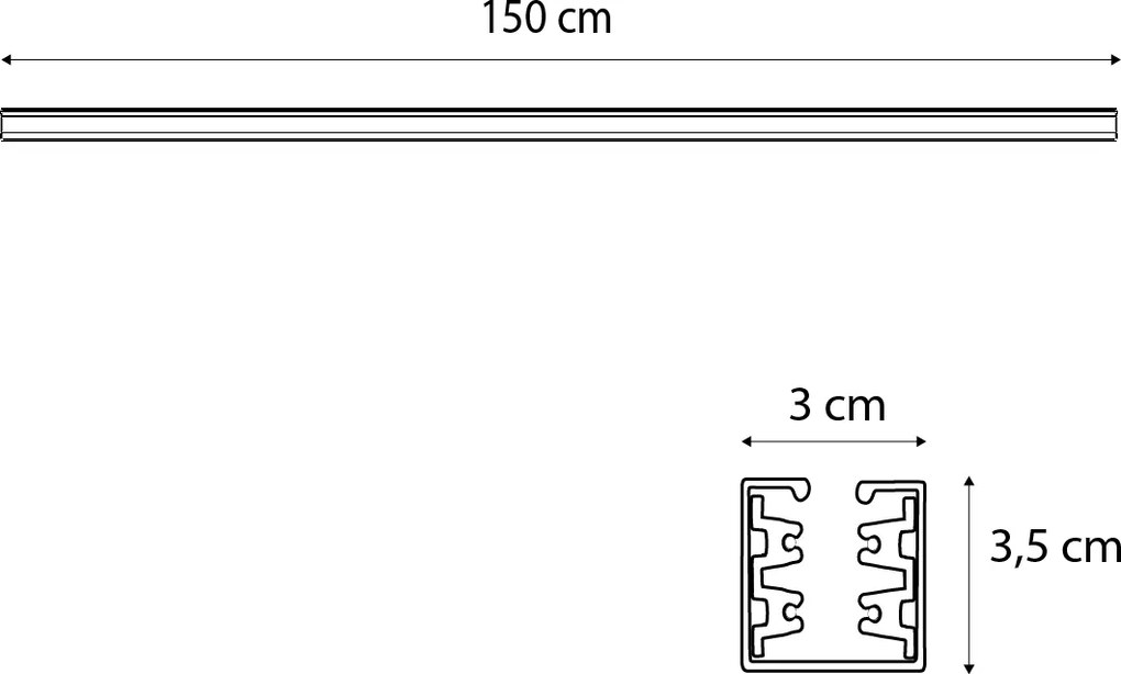 Szyna biała 150 cm do szyny 3-fazowej