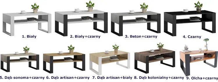 Prostokątna ława kawowa z półką Bracio - dąb artisan + biały