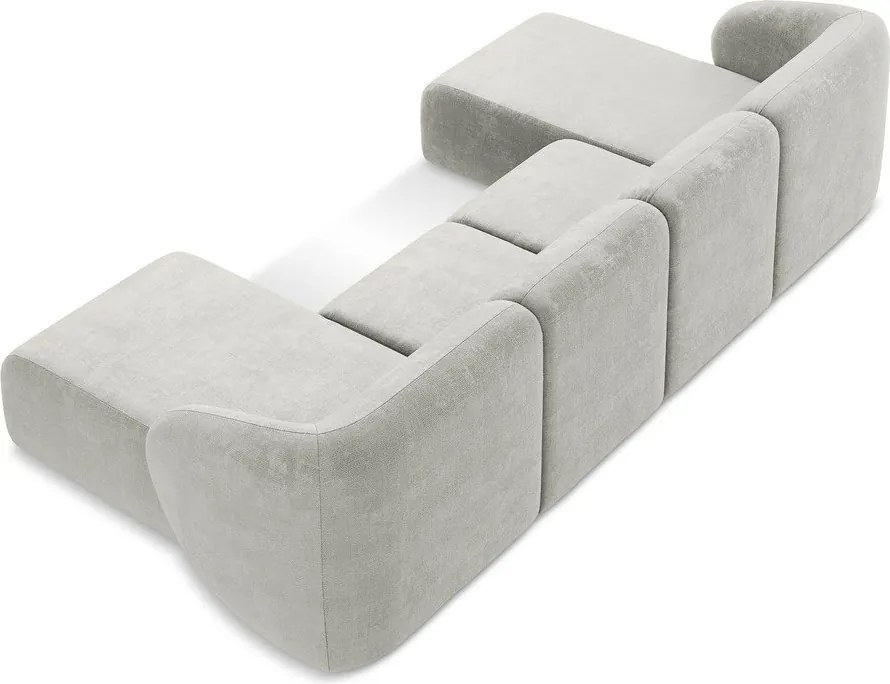 Jasnoszary narożnik z tkaniny szenilowej (w kształcie litery U) Lani – Makamii