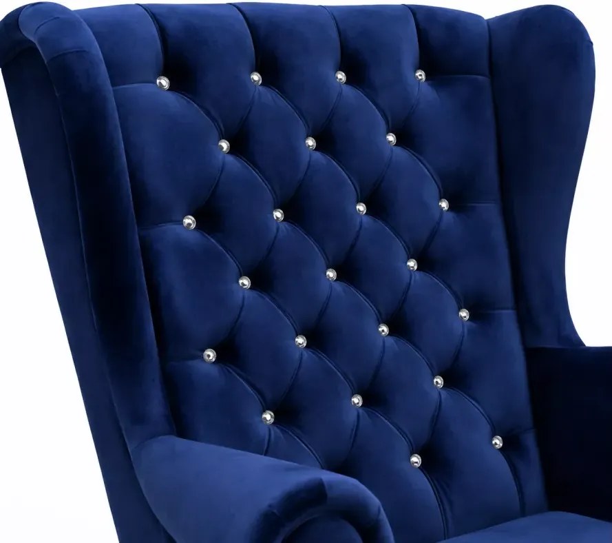 Elegancki zestaw głęboko pikowany - fotel uszak i podnóżek