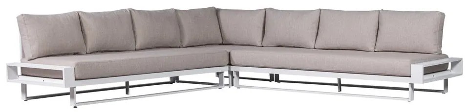 Biało-szara aluminiowa sofa ogrodowa (lewostronna) Flint – Exotan