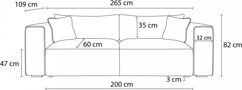 Czarna rozkładana sofa ze schowkiem 265 cm Ezechiel – Bobochic Paris