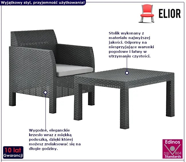 Dwuczęściowy, elegancki zestaw ogrodowy - Olin