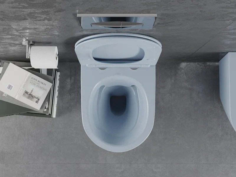 Mexen Lena miska wc Rimless z deską wolnoopadającą slim, duroplast, szara-niebieska mat - 30224069