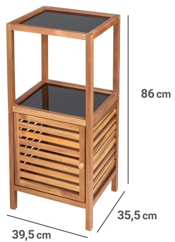 Regał łazienkowy słupek z drewna akacji FONDI, wys. 86 cm