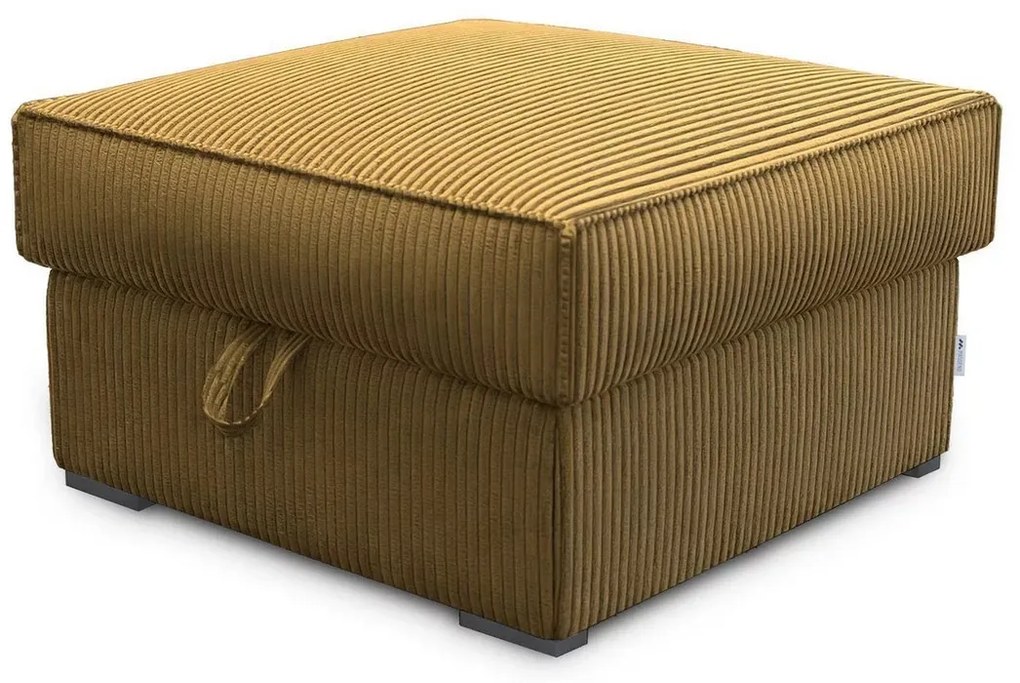 Musztardowy taboret SMART COSARO z miejscem do przechowywania 65x65 cm