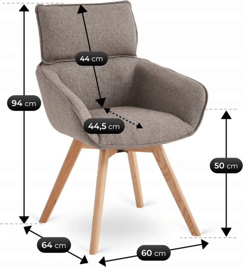 Krzesło Tapicerowane Obrotowe DIAS Brązowe Nowoczesne