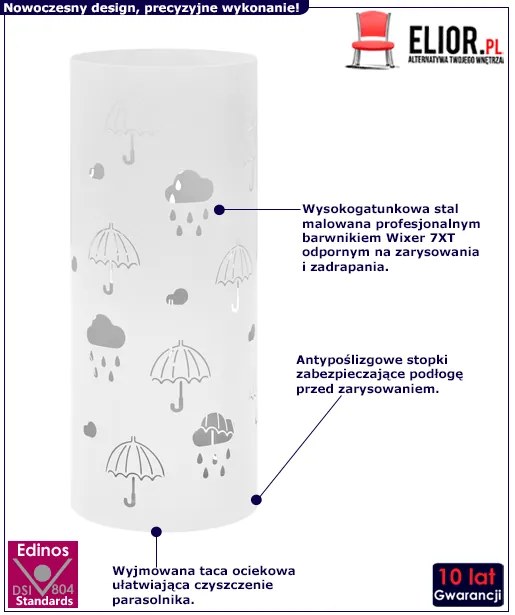 Biały pionowy ozdobny parasolnik Karsen