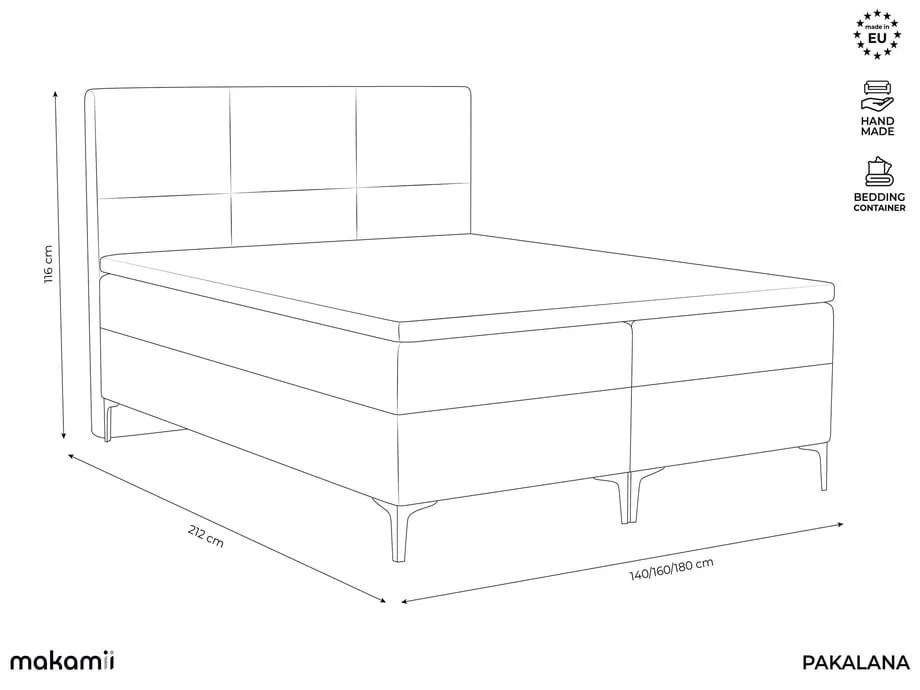 Zielone łóżko kontynentalne ze schowkiem 140x200 cm Pakalana – Makamii