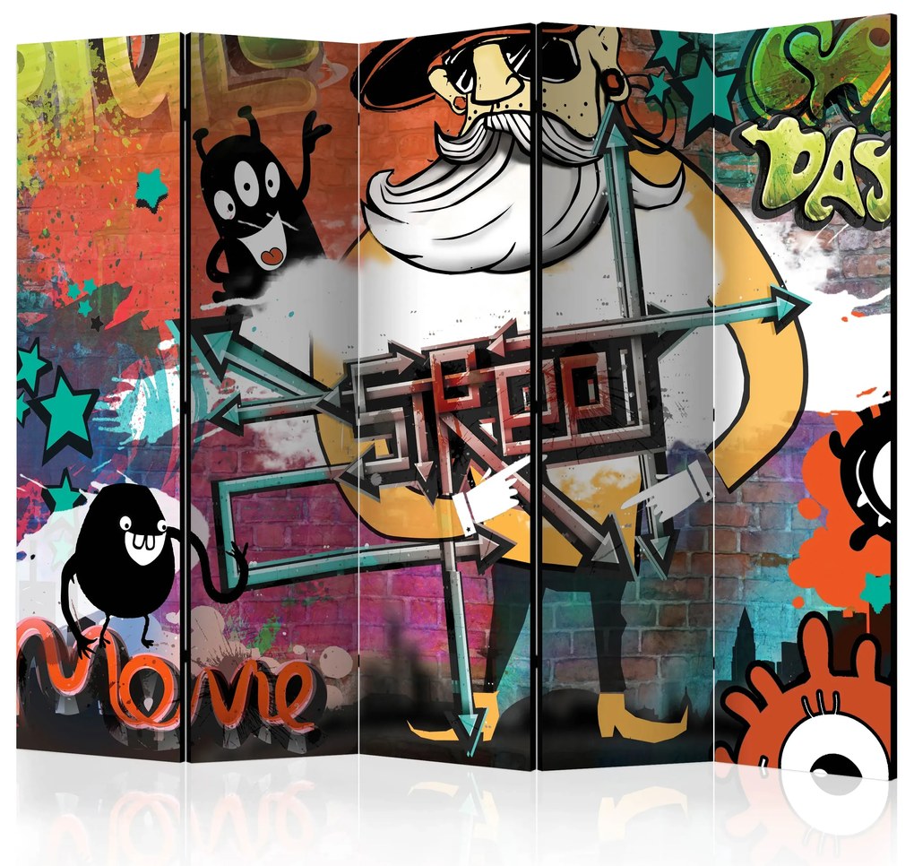 Parawan dwustronny Street art 225x172 cm 5-częściowy wielokolorowy ARTGEIST B