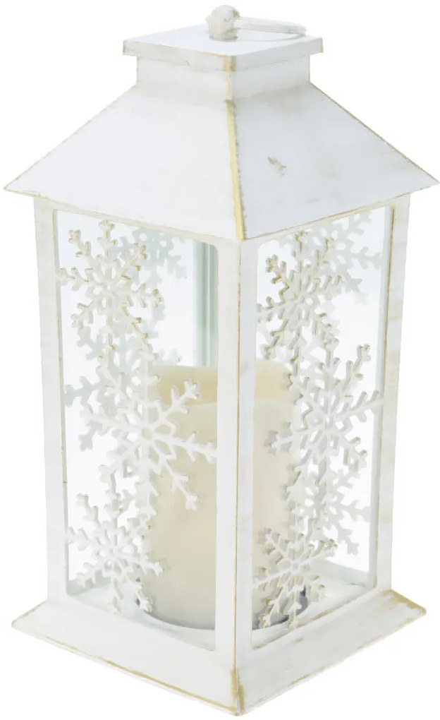 Zimowy lampion ze świecą LED, 28 cm