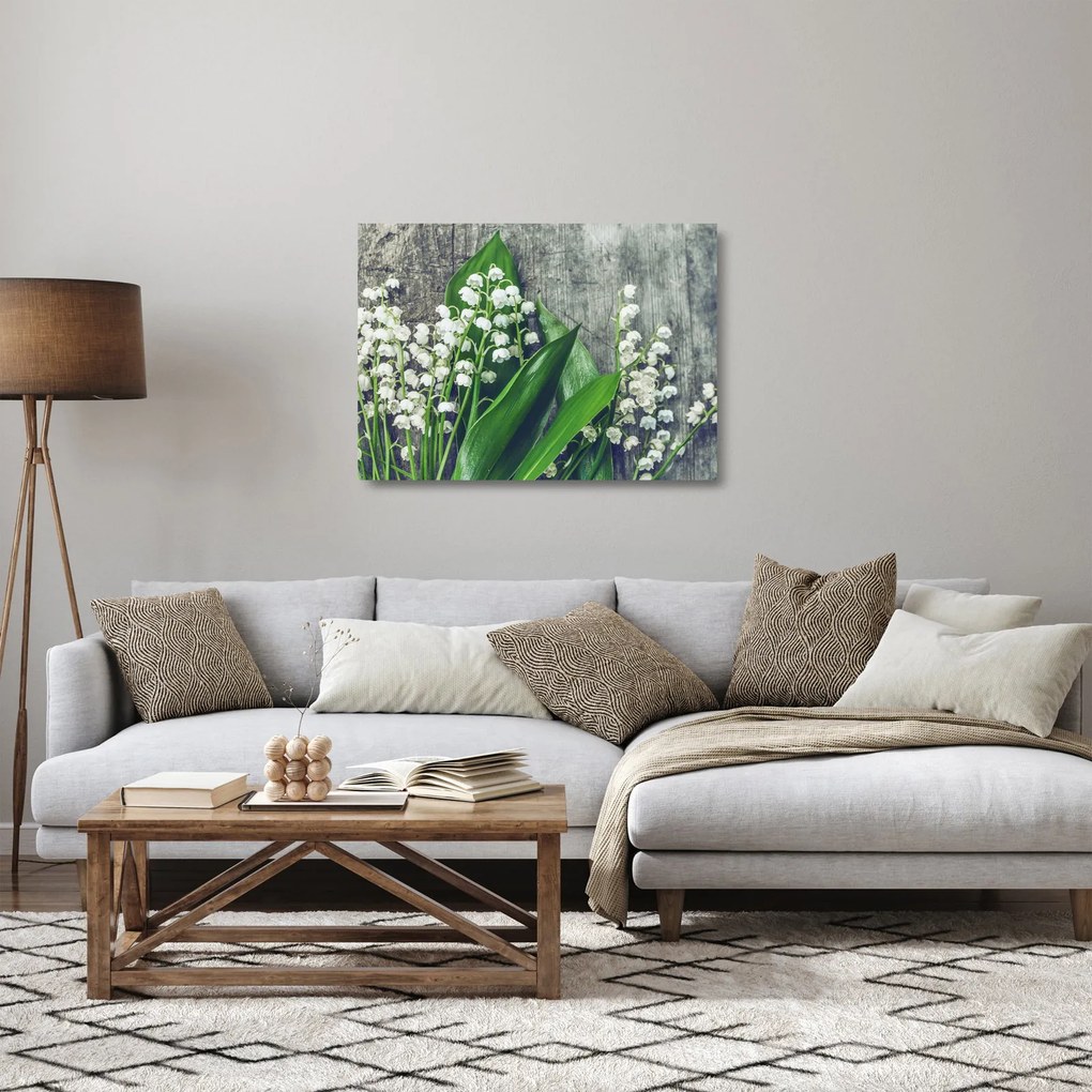 Obraz na szkle - konwalie (70x50 cm)