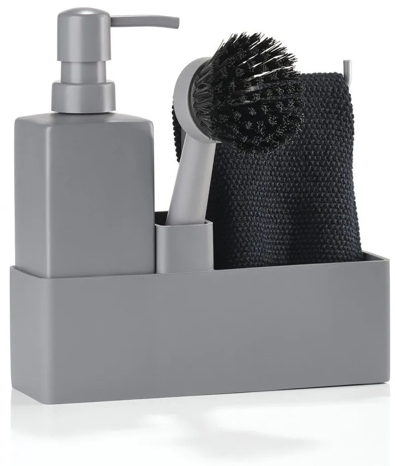 Szary plastikowy/silikonowy stojak na akcesoria do mycia naczyń Singles – Zone