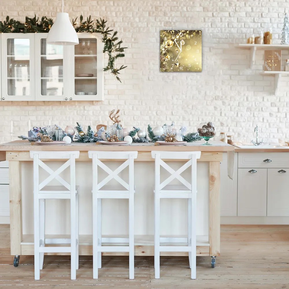 Zegar ścienny Złote Bombki Święta Dekoracje