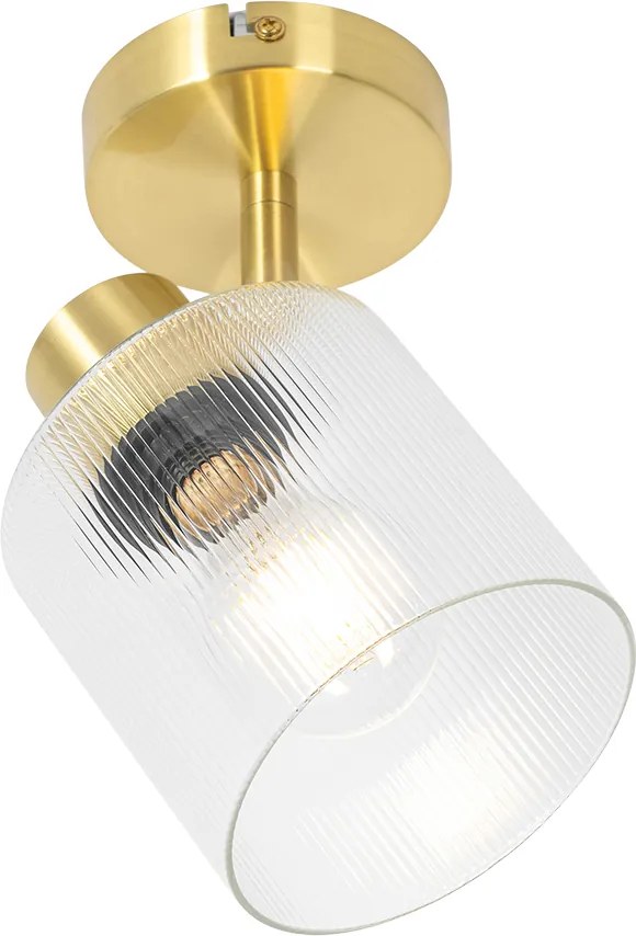 Plafon art deco złoty ze szklanym kloszem regulowanym - Laura