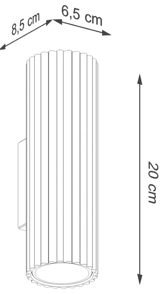 Kinkiet KARBON 20 biały ryflowany SOLLUX  LIGHTING