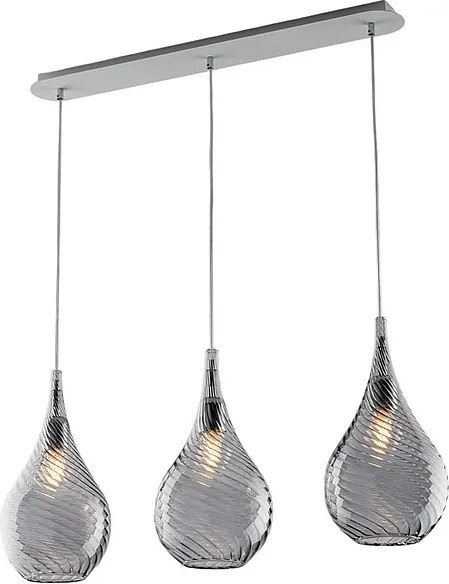 Szyna żelazna Pluvia z szarym szkłem pyrex 3 światła dł. 75 x 10 BL264-BIN3-GR