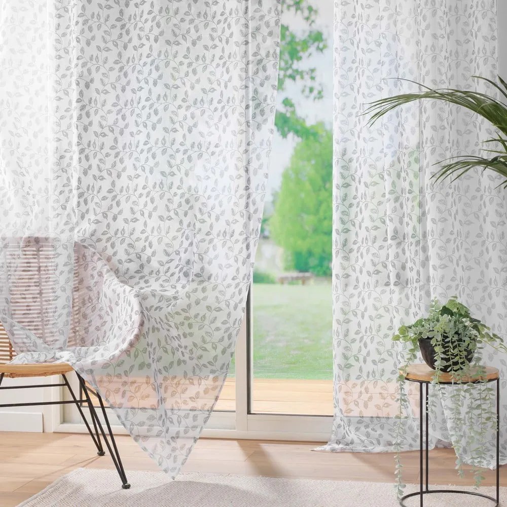 Szara firanka z woalu 137x280 cm Farandole – douceur d'intérieur