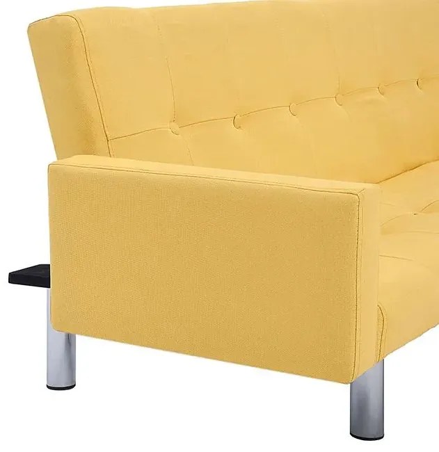 Rozkładana sofa Nesma z podłokietnikami - żółta