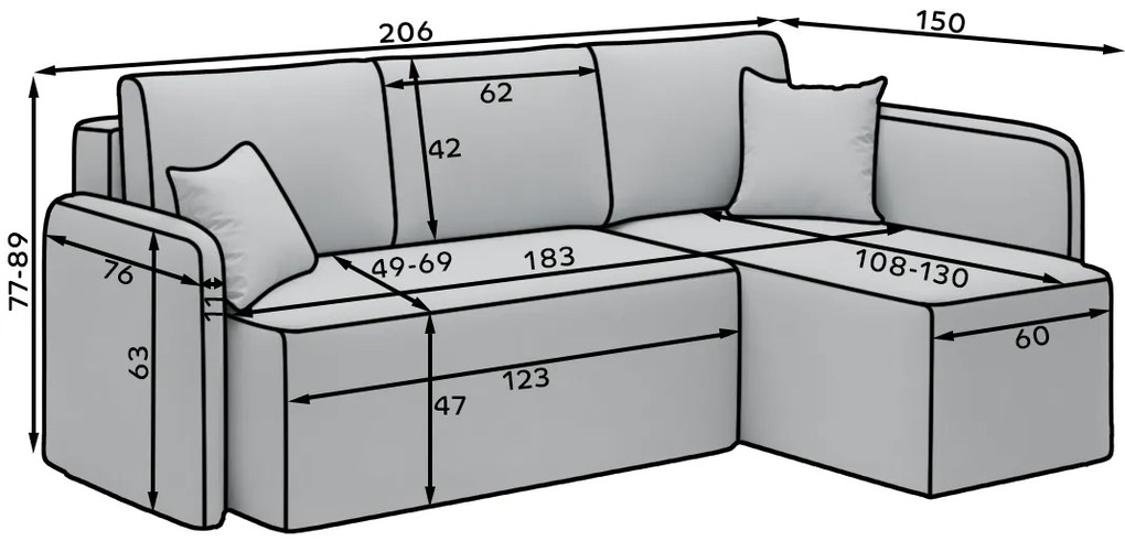 PROMOCJA Beżowy narożnik HADSON - prawy róg II jakość