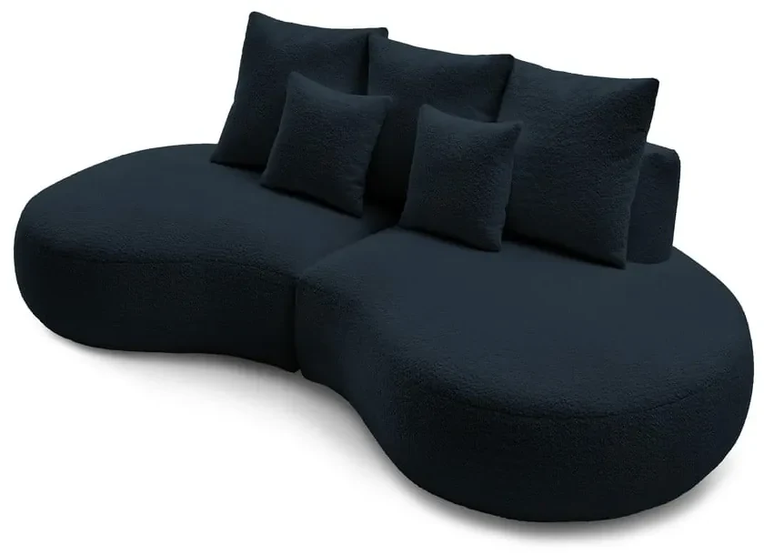 Ciemnoniebieska sofa z materiału bouclé 260 cm Saint-Germain – Bobochic Paris