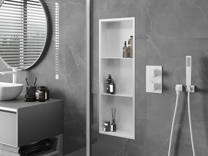 Mexen X-Wall-R półka wnękowa z kołnierzem i półką 90 x 30 cm, biała - 1920903010S