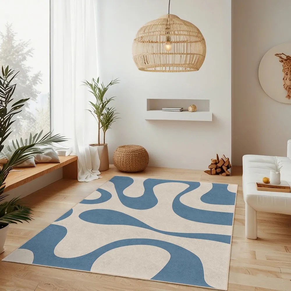 Niebieski dywan odpowiedni do prania 60x100 cm Blue Latte – Mila Home