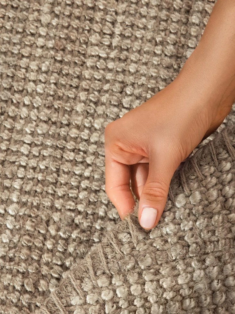 Dywan naturalny jutowy ręcznie tkany Boucle brązowo-szary 160 cm x 160 cm