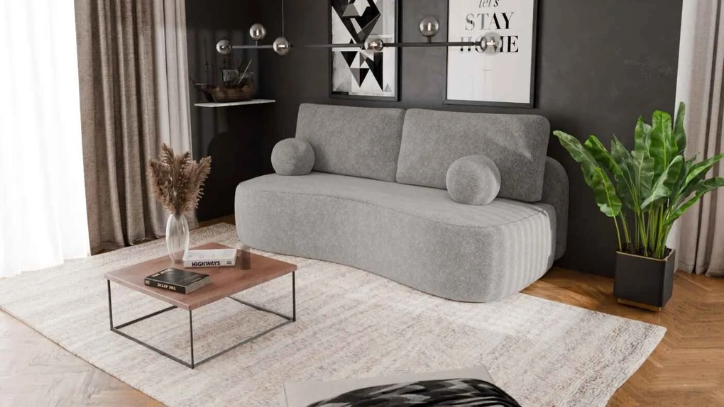 Masseno Sofa ROTONDO z funkcją spania i pojemnikiem na pościel, Rozkładana sofa - Szary, ANTHOLOGY 15