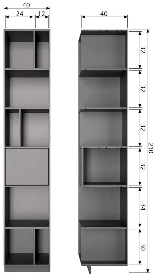Czarny regał modułowy z litego drewna sosnowego 40x210 cm Finca – WOOOD