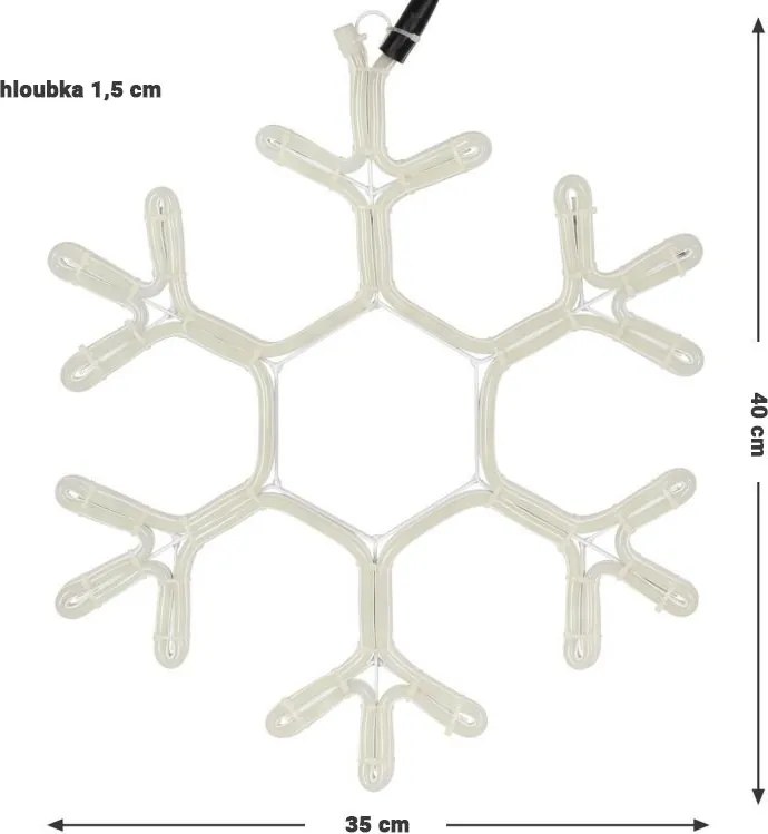 Lampka świąteczna w kształcie płatka śniegu, 360 LED, zimna