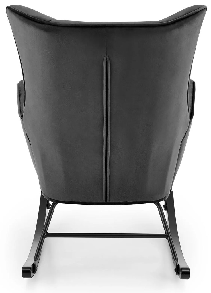 Fotel bujany, czarny, welur, na płozach BAZALTO