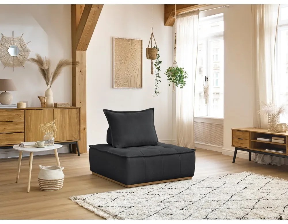 Ciemnoszary fotel z tkaniny szenilowej Elisa – Bobochic Paris