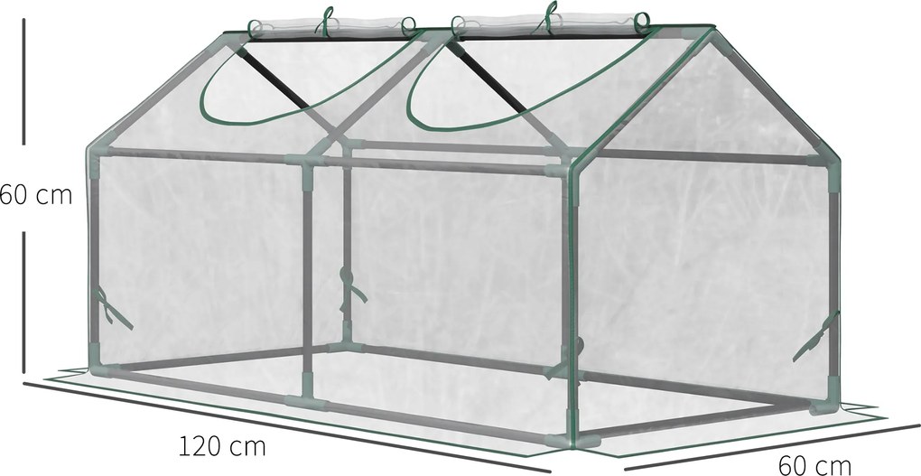 Outsunny Szklarnia Foliowa z Okienkiem do Uprawy Pomidorów PE Przezroczysta Skrzynia Inspekcyjna 119x60x60cm | Aosom PL