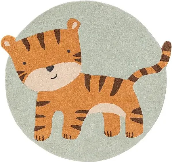 Okrągły dywan z motywem tygrysa Savannah