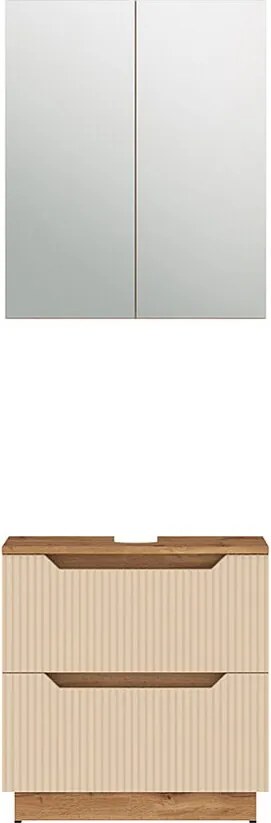 Zestaw mebli łazienkowych dąb/kaszmir w paski 59.8x32x62.5 lotta