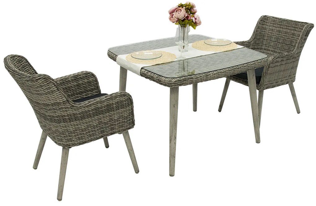 Zestaw rattanowy ogrodowy VICTORIA MINI 1+2 (szary)