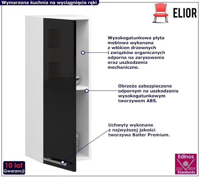 Górna szafka kuchenna w kolorze czarny połysk H1-W33