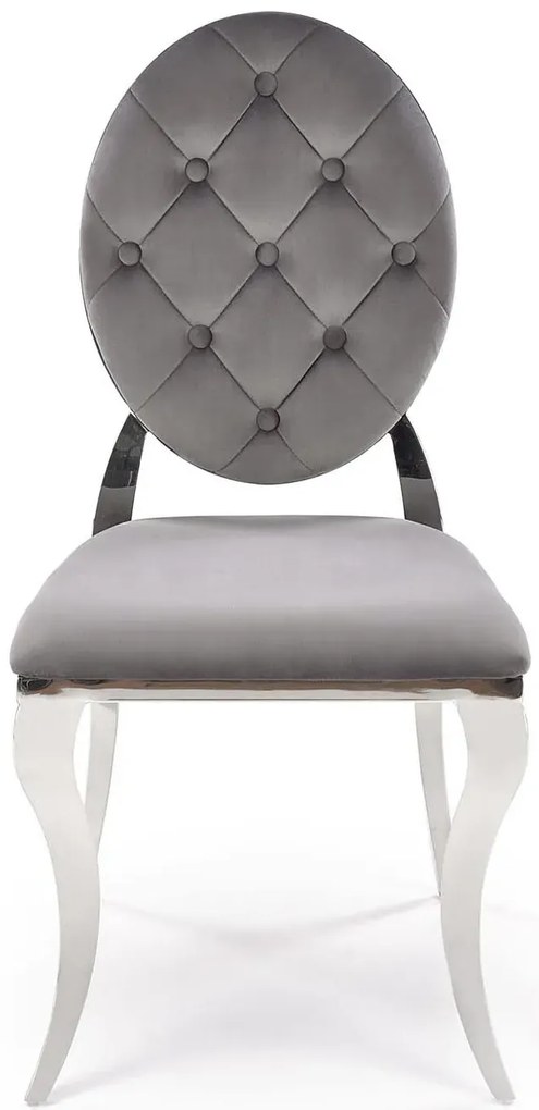 Krzesło medalion w stylu glamour popielaty + srebrny E8-R45