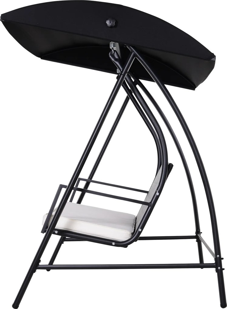 Outsunny Huśtawka Ogrodowa 3-os z Dachem Technorattan Metal Czarna | Aosom PL