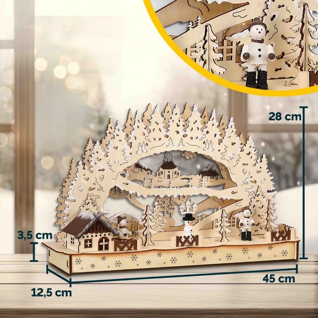 Świąteczny LED łuk CLEMENT, 45x12,5x28cm, naturalny brąz Monzana