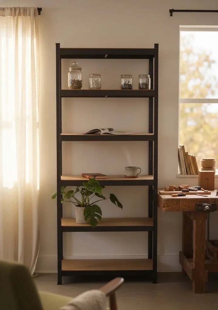 Czarny regał magazynowy 875 kg E4-B47