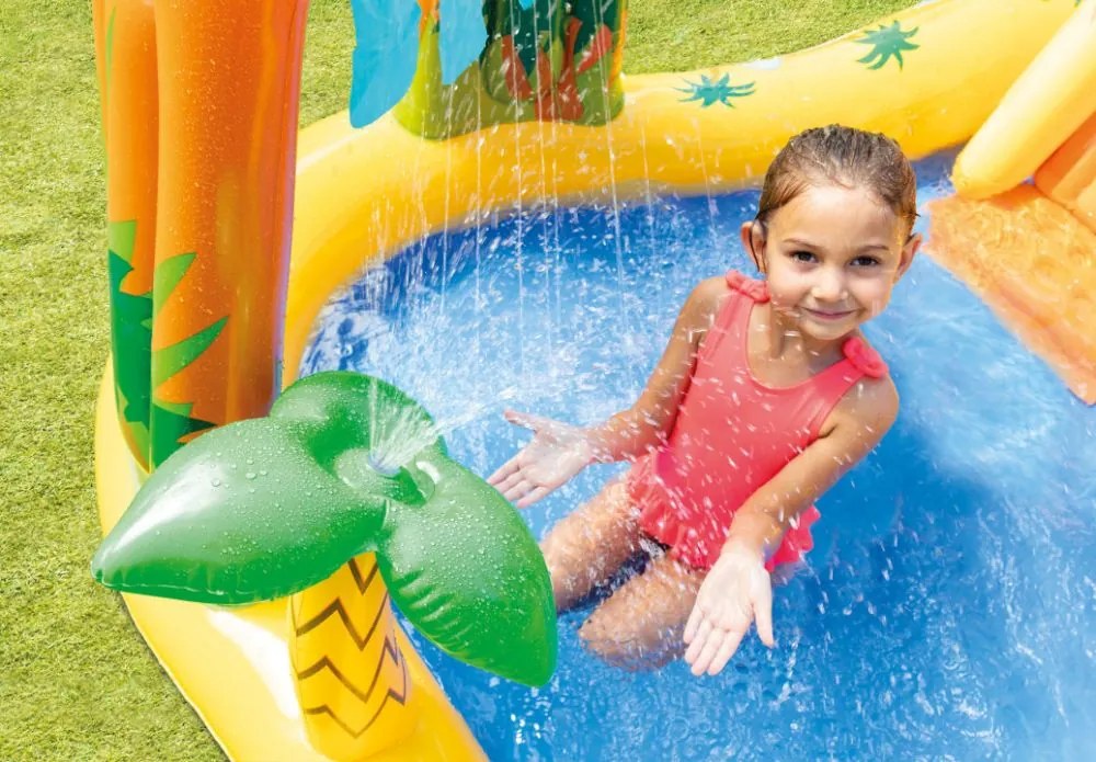 Dmuchany basen dziecięcy Intex 444 - wodny plac zabaw ze zjeżdżalnią i dinozaurem