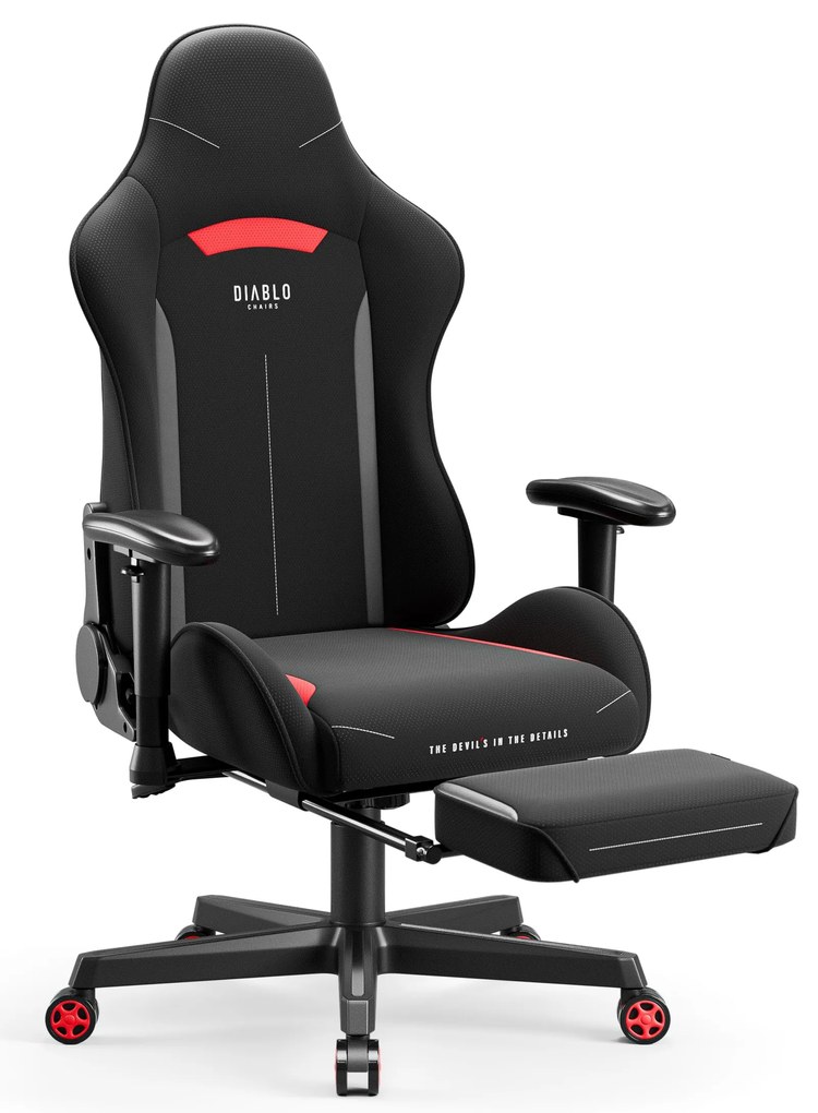 Fotel gamingowy materiałowy czarno-czerwony: Diablo X-Starter