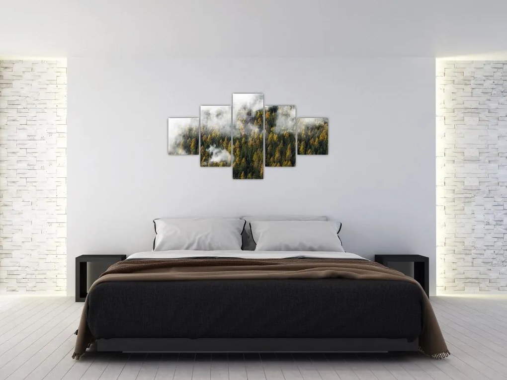 Obraz lasu w chmurach (125x70 cm)