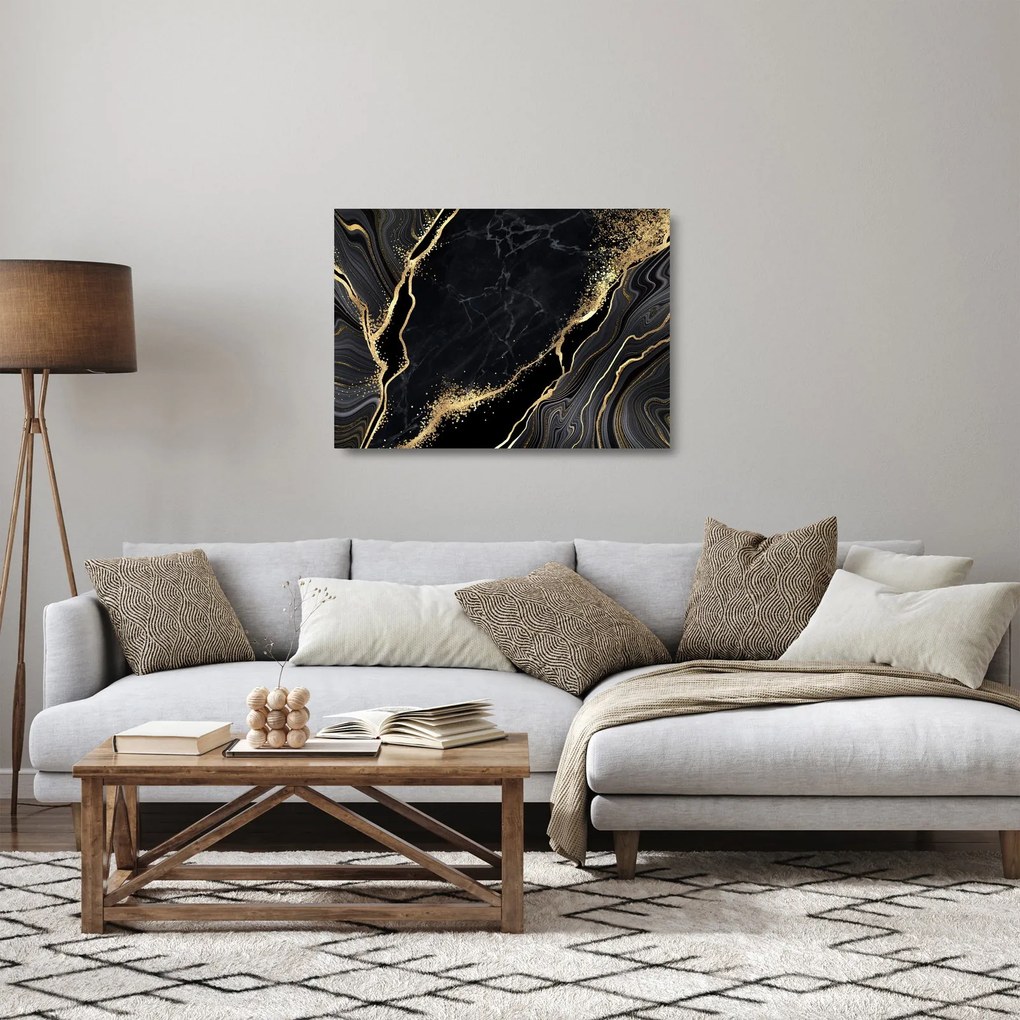 Obraz na szkle złotej abstrakcji (70x50 cm)