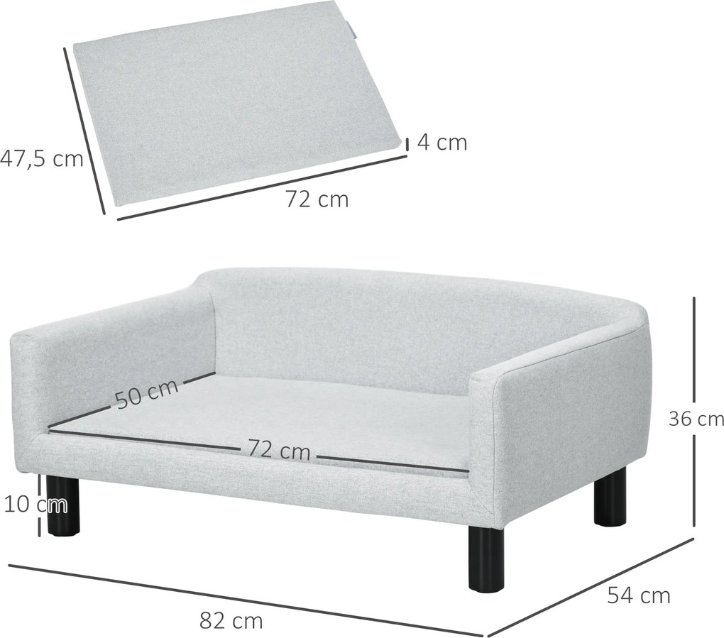 PawHut Sofa dla psa z miękkim obiciem legowisko dla psa sofa dla kota z drewnianymi nogami | Aosom PL