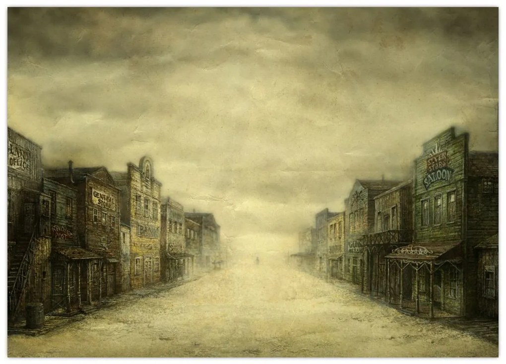 Obraz westernowego miasteczka (70x50 cm)