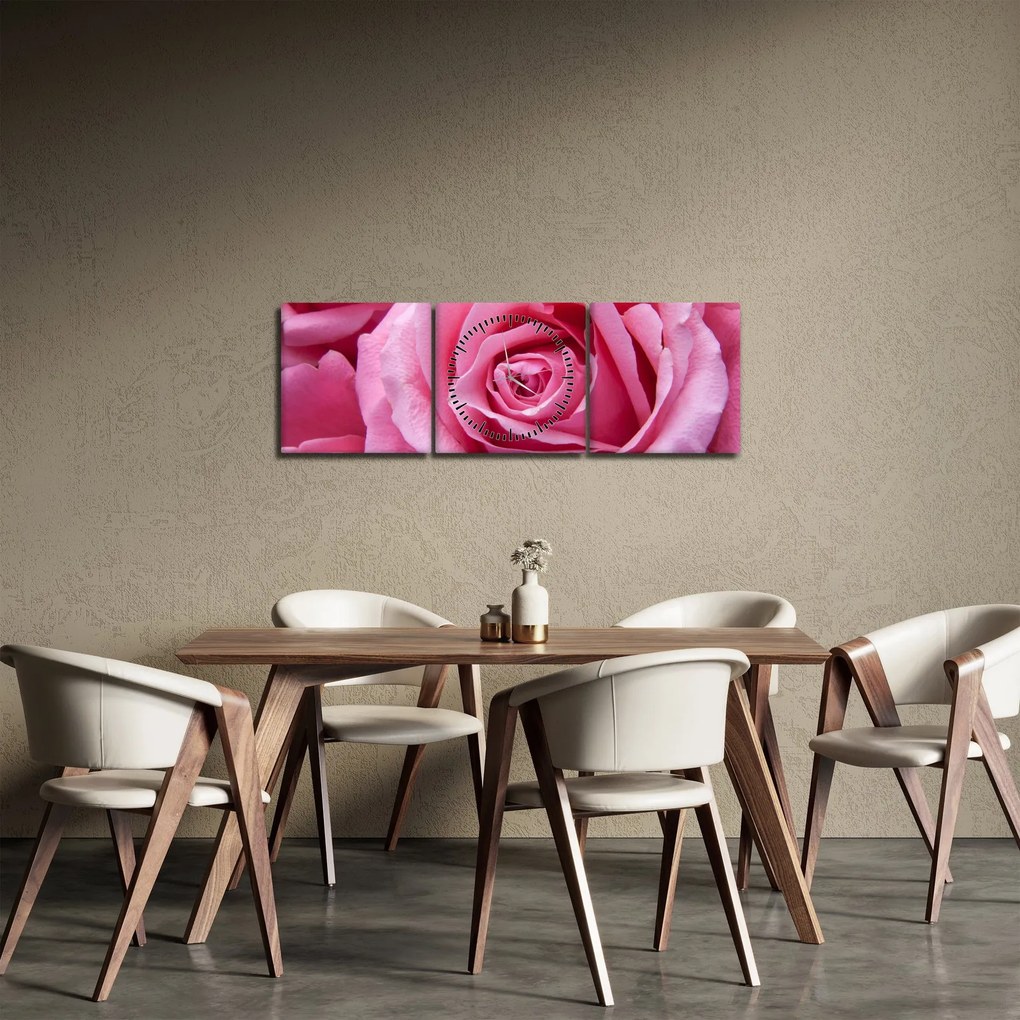 Obraz róży (z zegarem) (90x30 cm)